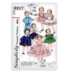 Doll Dress Sewing Pattern SIMPLICITY 3217 Coat Skirt Petticoat Hat Pajamas