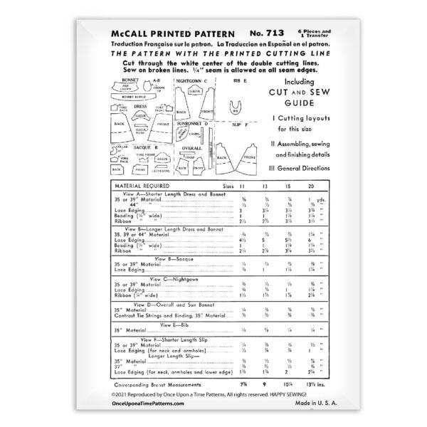 McCall 713 Dy-Dee Doll Clothes Pattern fabric