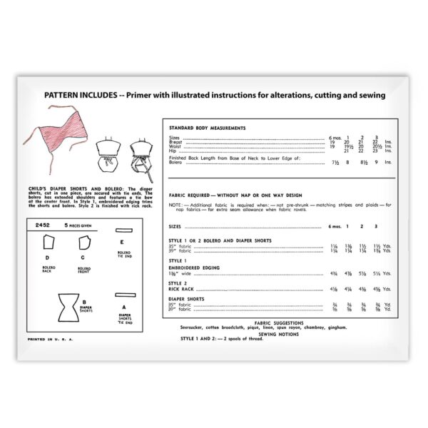 Simplicity 2452 Diaper Cover Sewing Pattern Fabric Details