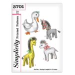 Duck Donkey Giraffe and Lamb Simplicity 3701 Stuffed Animals