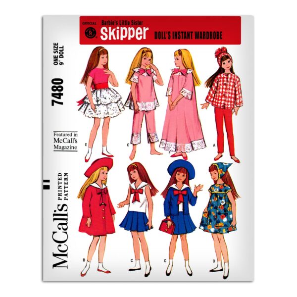 Skipper McCall's 7480 Barbie Doll Clothes Pattern