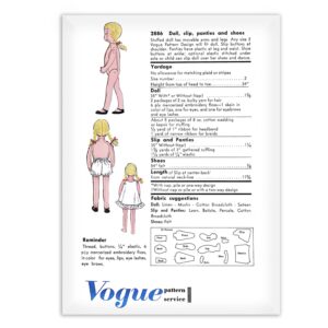 Vogue 2886 Life Size Doll Sewing Pattern Fabric