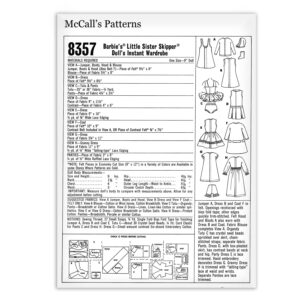 Skipper McCall's Barbie Clothes 8357 Fabric