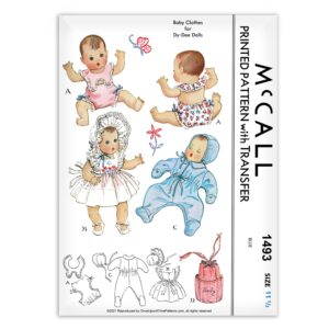 1493 McCall Baby Doll Dy-Dee Clothes Pattern Bonnet Sunsuit Romper