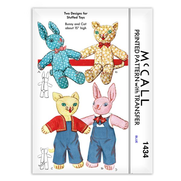 McCall 1434 Cat Rabbit Stuffed Toys Sewing Pattern