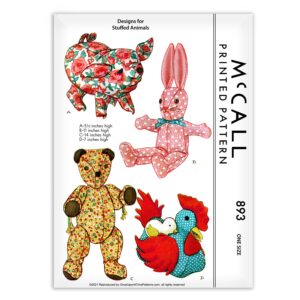McCall 893 Stuffed Animal Pig Bear Rabbit Chicken Pattern