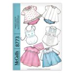 Infants Newborn Layette Romper Bib Dress McCalls 8773 Pattern