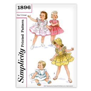 Simplicity 1896 Toddler Pinefore Dress Sunsuit and Bonnet