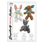 Dog Cat Rabbit Simplicity 2239 Stuffed Animal Toys Sewing Pattern