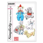 Toys and Gift Bag Sewing Pattern Simplicity 2329 Clown Dog Elephant Cat