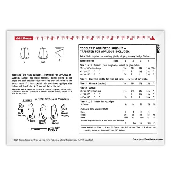 Simplicity 6036 One-Piece Bubble Sunsuit Pattern Fabric