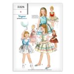 Girls One-Piece Dress Detachable overskirt Vogue 5328 Pattern