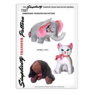 7327 Simplicity Elephant Cat Puppy Dog Stuffed animal Toys Pattern