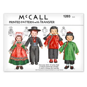 McCall 1203 French and Chinese Girl Boy Dolls Sewing Pattern