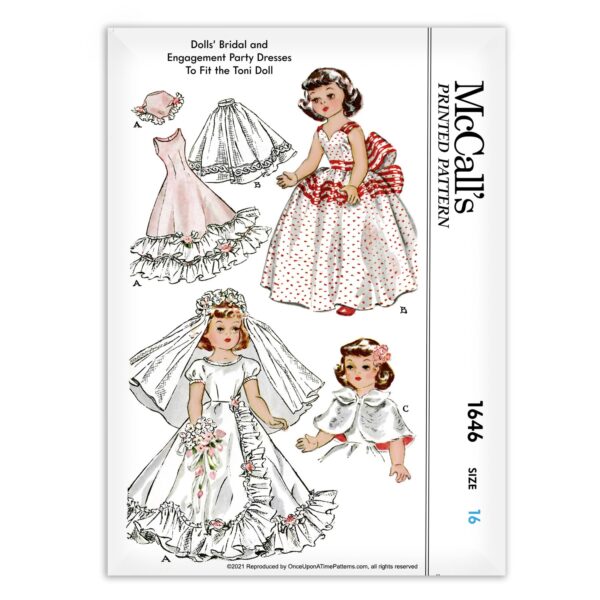 McCalls 1646 Toni Doll Bridal Engagement Dresses Pattern