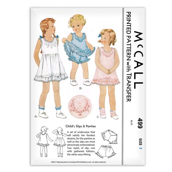 McCall 499 Child Toddler Slip Shorts Panties Sewing Pattern