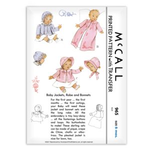 McCall 965 Infant Baby Jackets Robe Gown and Bonnets Sewing Pattern