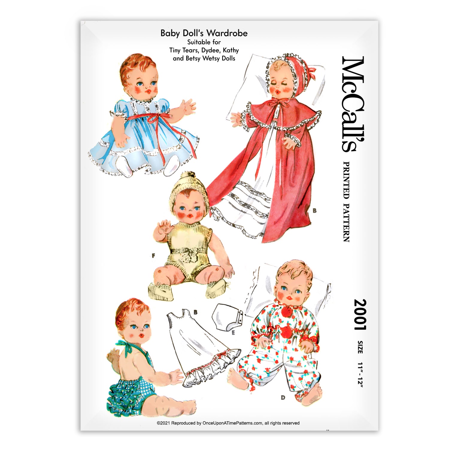 Betsy Wetsy Dy Dee Vintage Baby Doll Clothes Pattern ~ 11" 12" Tiny Tears 