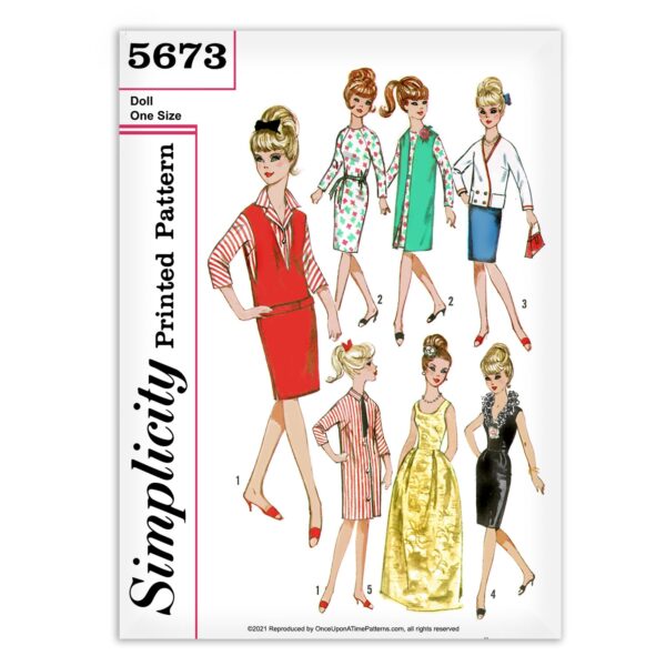 Simplicity 5673 Barbie Doll Clothing Sewing Pattern