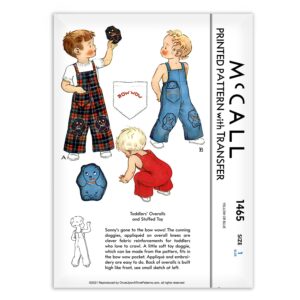 1465 McCall Toddler Overalls Applique Puppy Dog Sewing Pattern
