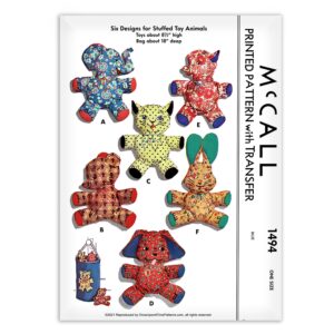McCall 1494 Stuffed Toy Animals Bag Sewing Pattern