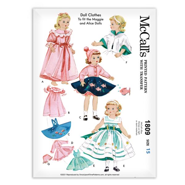 McCalls 1809 Doll Clothes Maggie and Alice Sewing Pattern