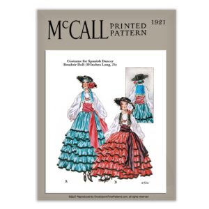 McCall 1921 Boudoir Bed Doll Spanish Dancer Vintage Pattern