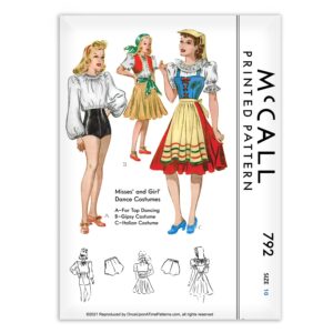 McCall 792 Girls Dance Costume Gipsy Italian Vintage Pattern