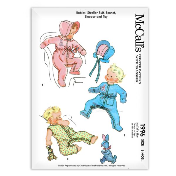 McCalls 1996 Baby Bonnet Sleeper Toy One Piece Pattern