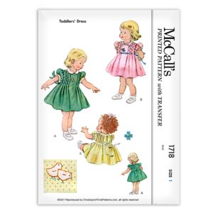 Toddlers Pleated Dress Chicks McCalls 1718 Vintage Pattern