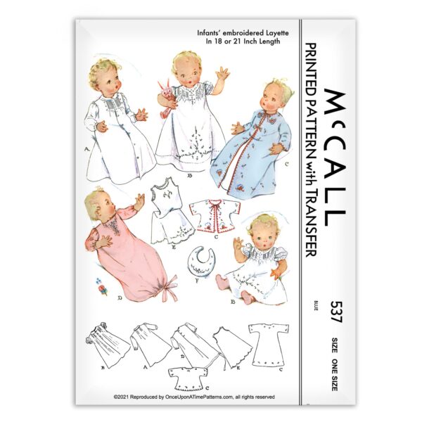 McCall Infants Newborn Baby Embroidered Layette Gown Dress Kimono Bib Slip Nightgown 537 Pattern