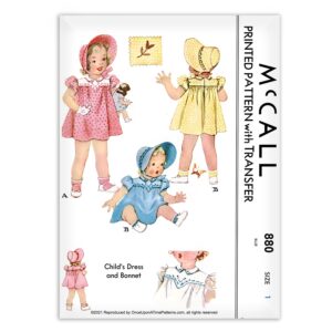 McCall 880 Childs Dress Bonnet Vintage Sewing Pattern