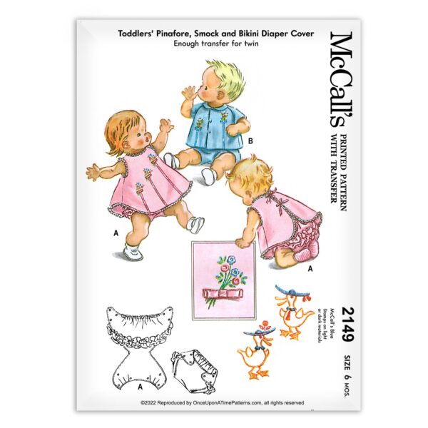 McCalls 2149 Toddlers Pinafore Diaper Cover Top Boy Girl Sewing Pattern