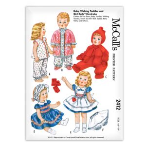 McCalls 2412 Doll Clothes Tiny Tears Dydee Sweet Sue Betsy Wetsy Toodles Pattern