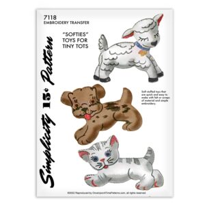 Vintage Stuffed Toy PATTERN 1443 Sock Monkey Doll Cat Kitten Bunny Rabbit 40s 