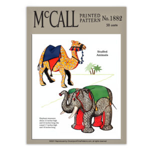 McCall Camel and Elephant Stuffed Animals Sewing Pattern 1882 Vintage Toy