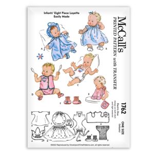 Infants Eight Piece Layette Dress Kimono Bonnet Sun Suit Vintage McCalls 1762