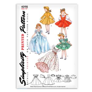 Simplicity Pattern 9712 Once Upon a Time Designs Ltd 17″ decorative dolls  and costumes