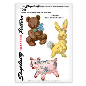 Softies Toys for Tiny Tots Bear Rabbit Pig Simplicity 7268 Pattern