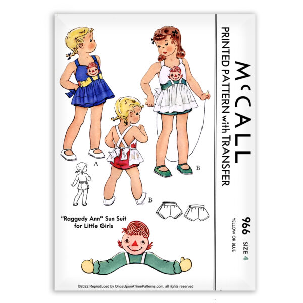 McCall Raggedy Ann Apron Child Sewing Pattern