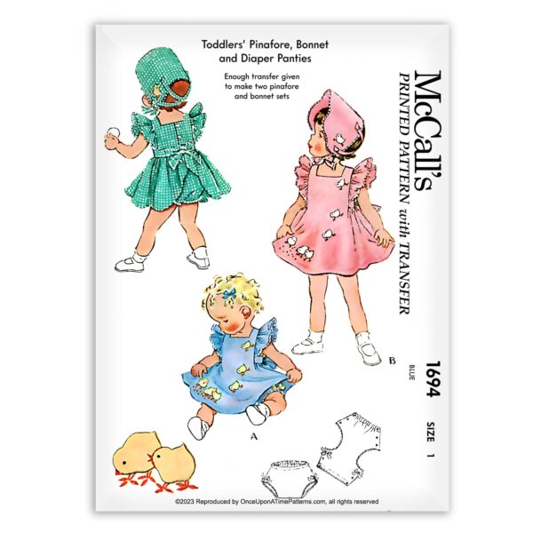 McCalls 1694 Toddler Pinafore dress bonnet Pattern