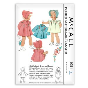 McCall 1051 Childs Coat Dress Bonnet Pattern