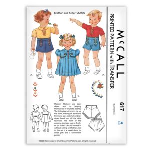 McCall 617 Brother and Sister Sewing Pattern