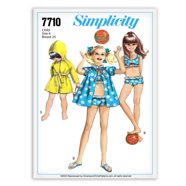 Simplicity 7710 Girls Bathing Suit Beach Coat Pattern