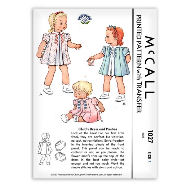 McCall 1027 Childs Dress and Panties Vintage sewing pattern