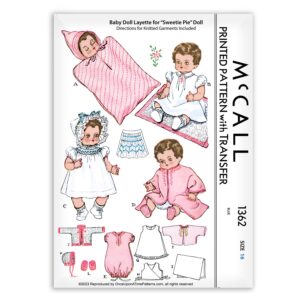 McCall 1362 Baby Doll Layette Sweetie Pie Sewing and Knitting Pattern