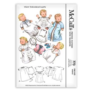 McCalls 773 Infants Embroidered Layette Set Heirloom Vintage Sewing pattern