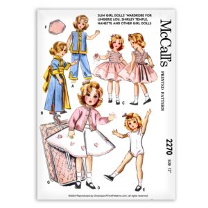 McCalls 2270 Lingerie LOU Shirley Temple Nanette Doll Clothes Sewing Pattern