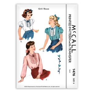 McCall 1476 Girls Tops Sewing Pattern