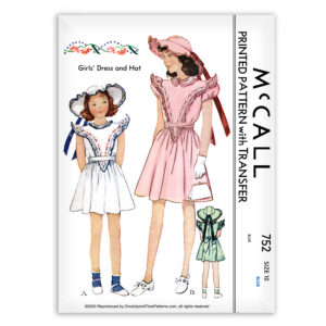 McCall 752 Girls Dress and Hat Vintage Sewing Pattern